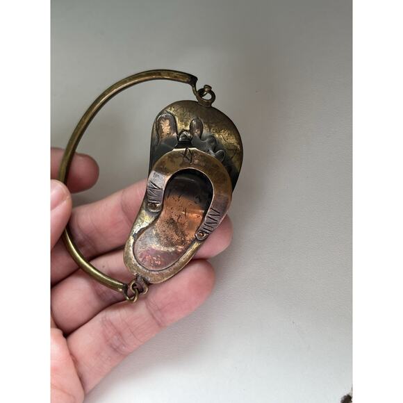 Mixed metal Bohemian rustic brass bangle bracelet Sandal Beach 7” - Picture 6 of 6